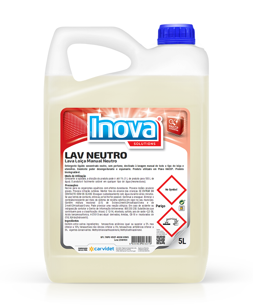 [CARV006603-DGI6111] LAV NEUTRO, 5 litros: Lava loiça manual isento de perfumes e corantes I INOVA