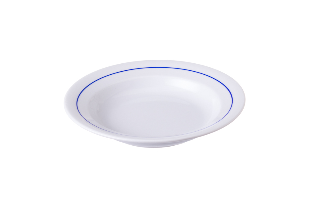 [ROBA006621-512008] Prato sopa, branco com linha azul, 22 cm (Linha Catering)