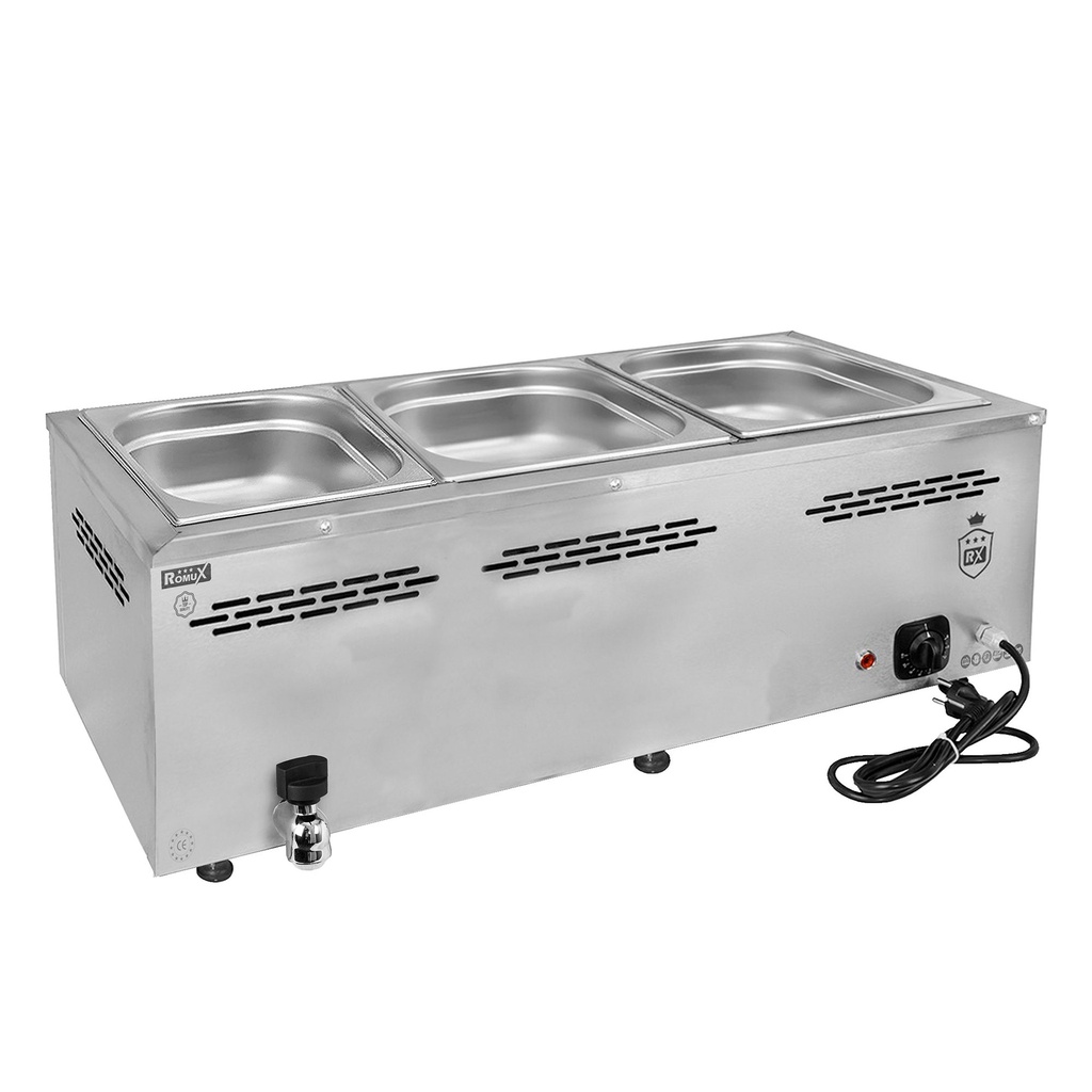 [ROMU7384-86] Banhos Maria I 3 cubas GN 1/2 com torneira I Romux