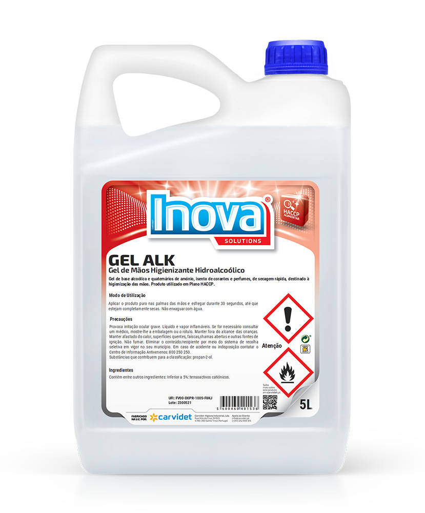 [CARV007410-DGC7311] GEL ALK, 5 litros: Gel de mãos higienizante Hidroalcoólico I INOVA