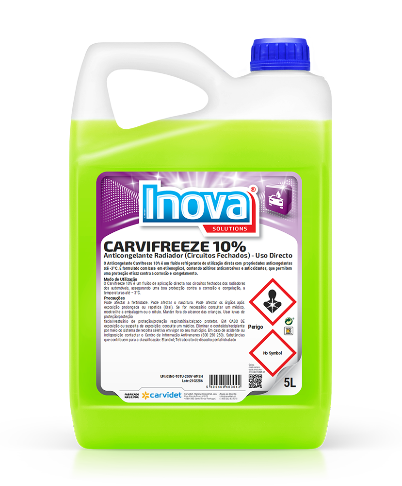 [CARV007956-DGI5211] Carvifreeze 10%, 5L: Anticongelante Radiador 10% (verde fluorescente) | INOVA
