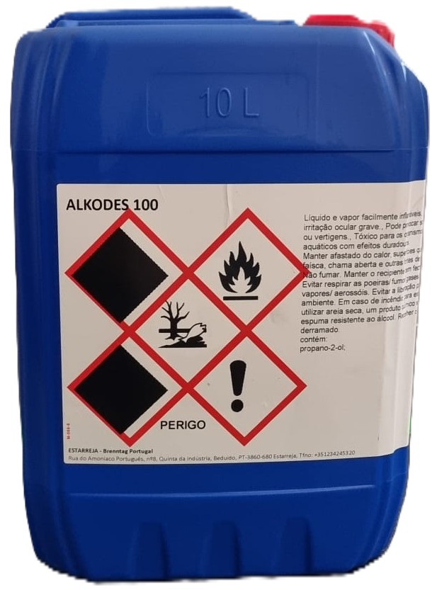 [BREN008223] ALKODES 100, 9,5 kg: Desinfetante intermédio de superfícies, base alcoólica para utilização em desinfeções (Biocida TP2) I BRENNTAG