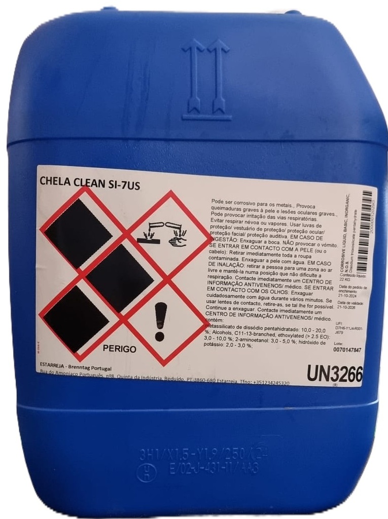 [BREN008230] CHELA CLEAN SI-7US, 22 kg: Detergente alcalino para limpezas por imersão com ou sem ultra-sons I BRENNTAG