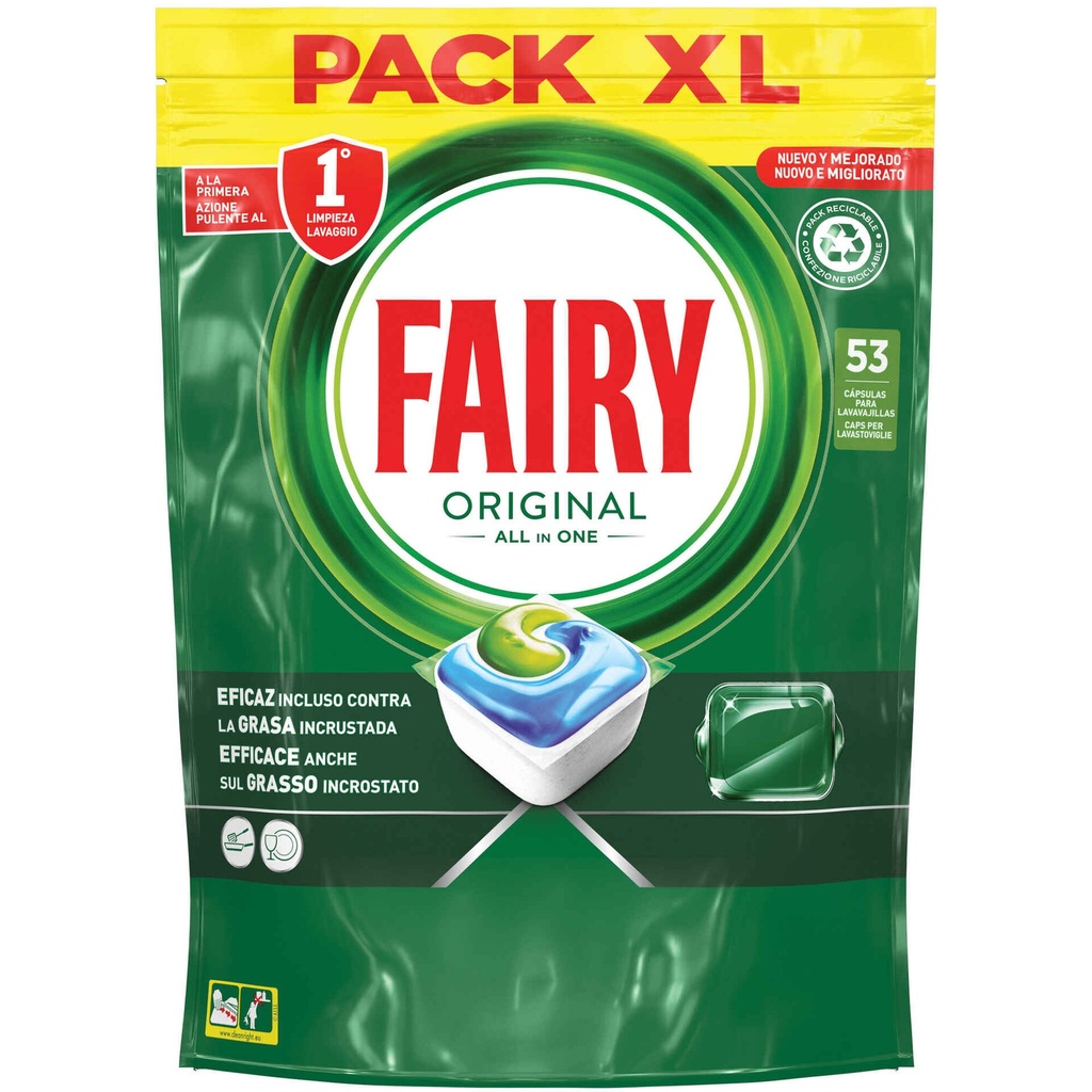 Pastilhas máquina de lavar louça Fairy Plus (53 unidades) (cópia)
