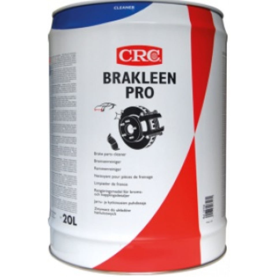 [CRC008898-1031874] Brãkleen Pro 20Litros: Produto de limpeza para peças de travões com uma fórmula baseada em vários ingredientes ativos para uma remoção eficaz de óleo, gordura, sujidade de tráfego e líquido dos travões. Altamente eficaz. Secagem rápida, sem resíduos e com um prático sistema de pulverização de 360º para utilização invertida I CRC