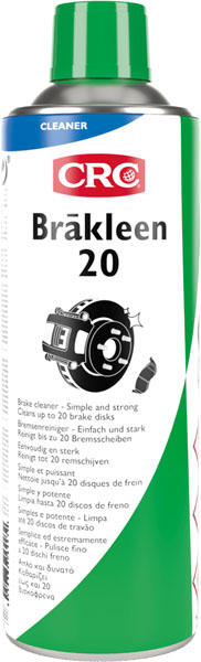 [CRC008900-1031870] Brâkleen 20 500Ml: Limpador de travões para fácil limpeza de óleo, gordura, sujidade e pó de travões. Elevada pressão de pulverização, secagem rápida sem deixar resíduos I CRC
