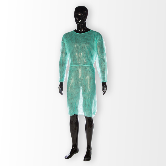 [CON000060] Bata Polipropileno - Verde, 100% Polipropileno com punho elástico, pack 10 unidades (Cada unidade)