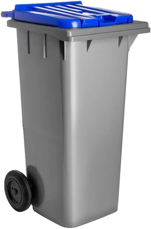 [DOMP009182-601] Contentor com rodas I tampa azul e fundo cinza I 555x470x905mm I 120 litros