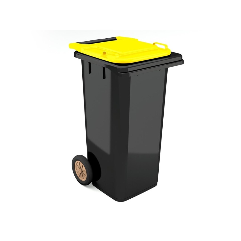 [PRAC009246-02040501] Contentor BIOLOGIC com rodas I tampa amarela e fundo preto I 555x460x900mm I 120 litros