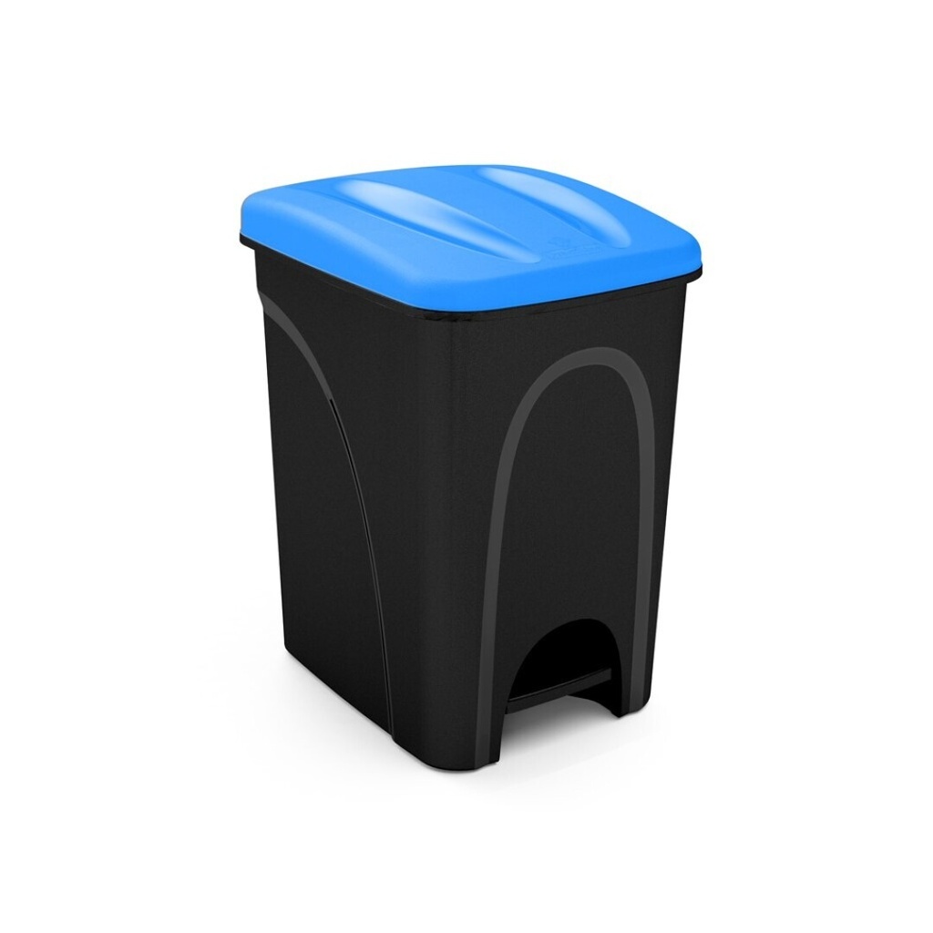 [PRAC009259-2040021] Balde do lixo com pedal e tampa I tampa azul e fundo preto I 420x275x410mm I 25 litros