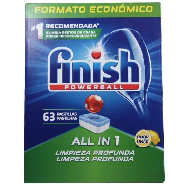 [FINIS009395] Pastilhas máquina de lavar louça Finish Powerball All in 1 Limão (63 unidades) (cópia)