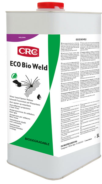 [CRC009397-1030159] Eco Bio Weld 5Lt: Antisalpicos à base de àgua permite a realização de operações pós-soldadura I CRC
